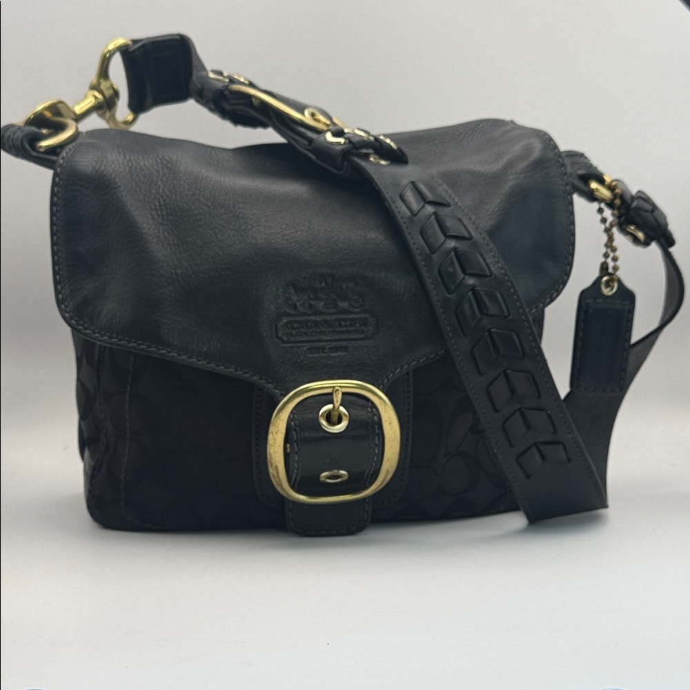 Coach Black Shoulder Bag with Gold Accents